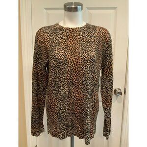 Equipment Brown & Black Animal Pattern Print Pullover Sweater, Size Small, NWT!